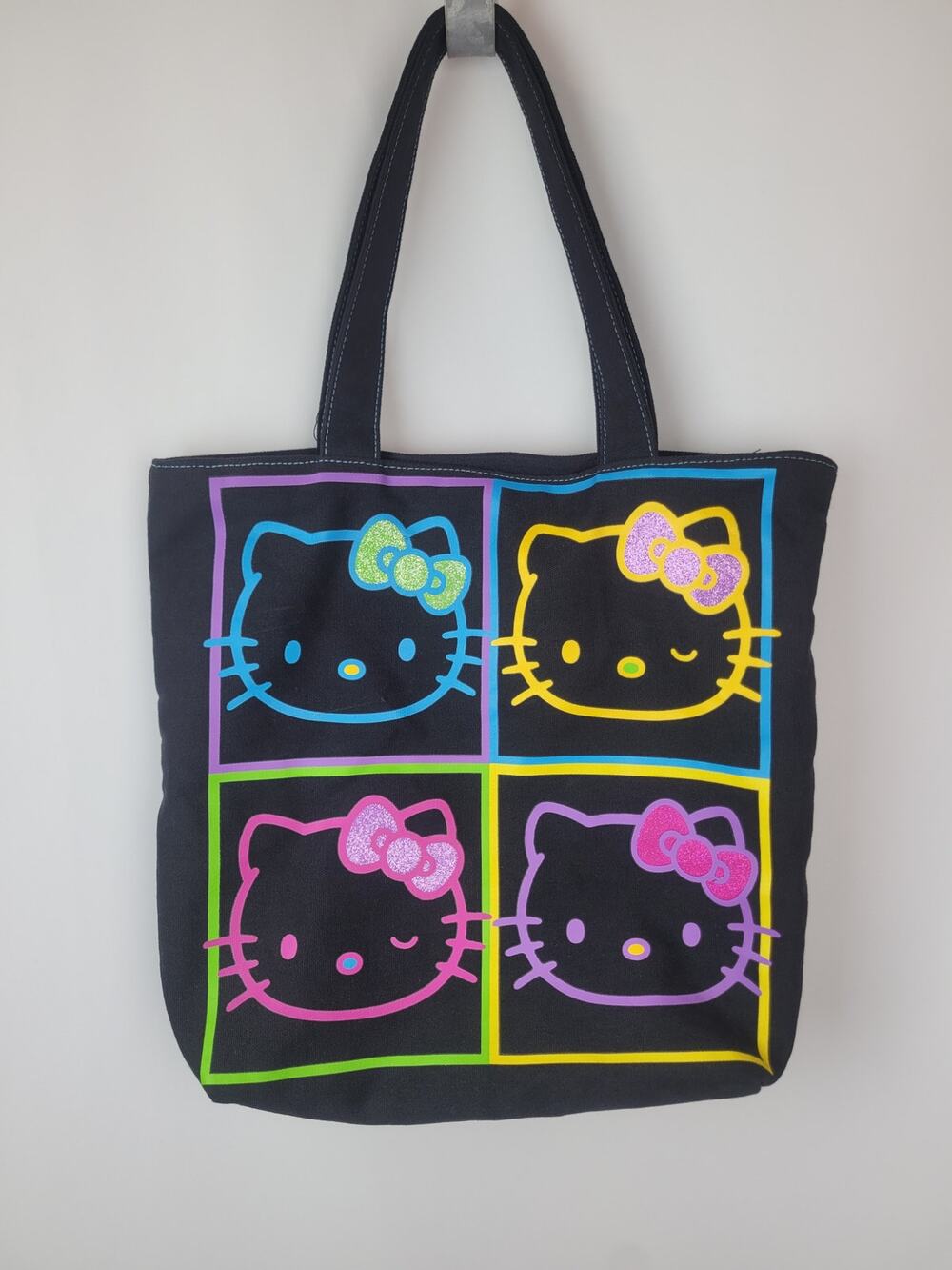 Sanrio Hello Kitty Kidcore Black Tote Zippered Bag Size Medium